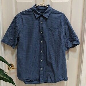 Claiborne Men's Short Sleeve Button Down Plaid Shirt Size Large